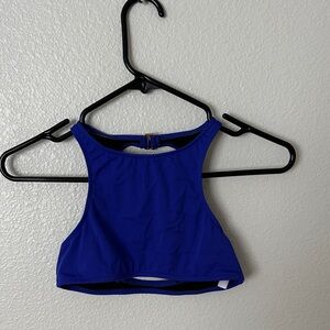 Royal Blue High Neck Crop Swim Top